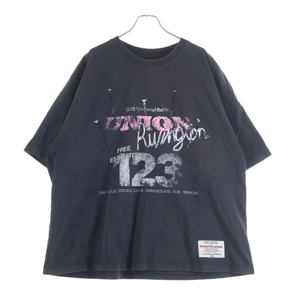 RRR123 RIVINGTON roi Rebis(リヴィントンロイレビス) ×UNION BABYLON MYSTERY CVA TEE ユニオン バビロン ミステリー 両面プリントTシャツ 半袖クルーネックカットソー ブラック