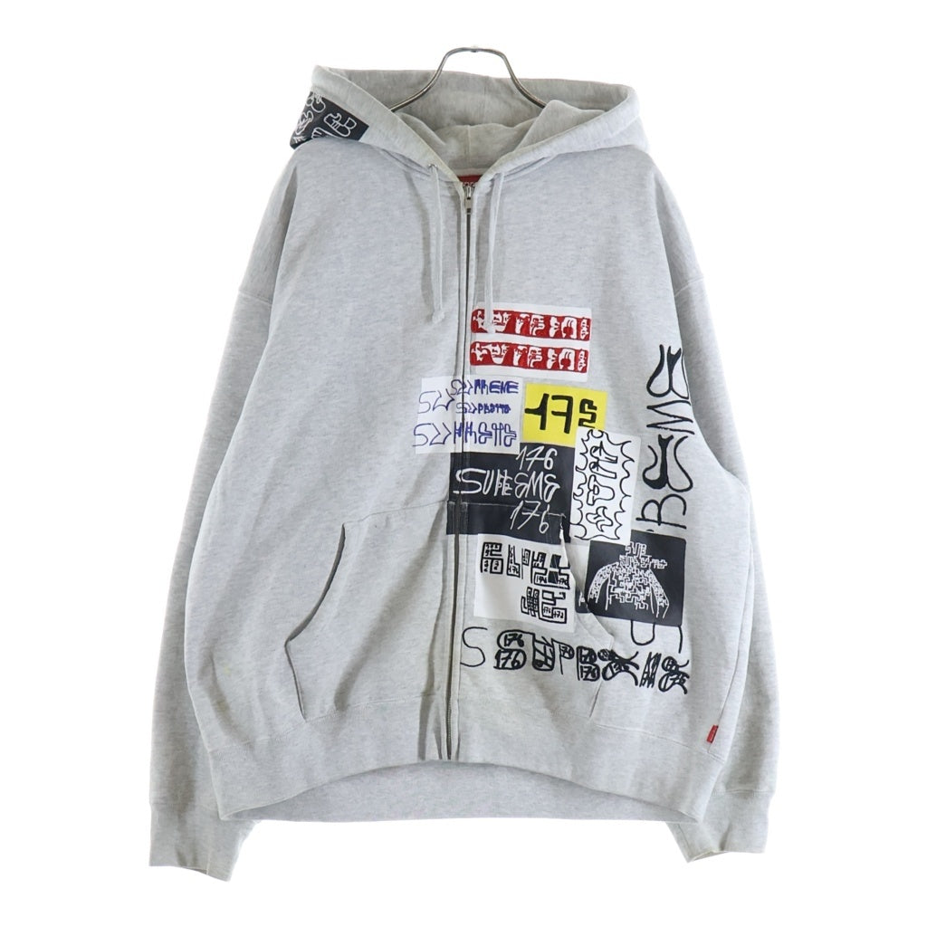 SUPREME(シュプリーム) 25AW 176 Zip Up Hooded Sweatshirt ジップアップ ロゴエンブロイダリー フーデッドスウェットシャツ パーカー ホワイト