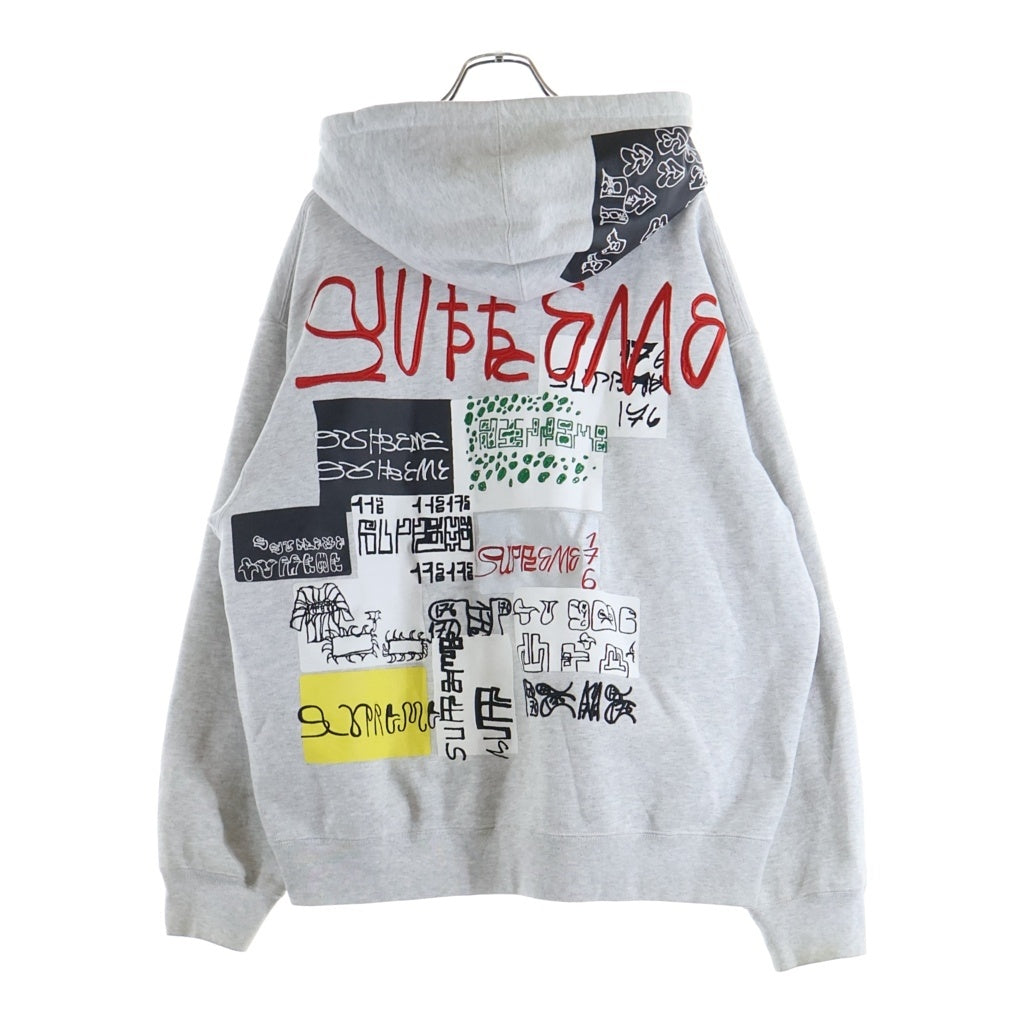SUPREME(シュプリーム) 25AW 176 Zip Up Hooded Sweatshirt ジップアップ ロゴエンブロイダリー フーデッドスウェットシャツ パーカー ホワイト