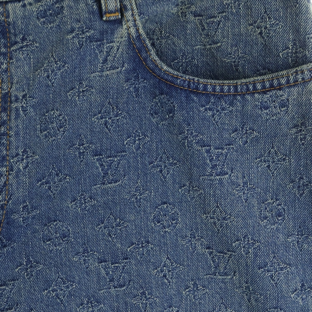 LOUIS VUITTON(ルイヴィトン) 25SS モノグラムエンボス パールボタン ジップフライ ストレートデニムパンツ インディゴ RM251Q UZD HRD79W