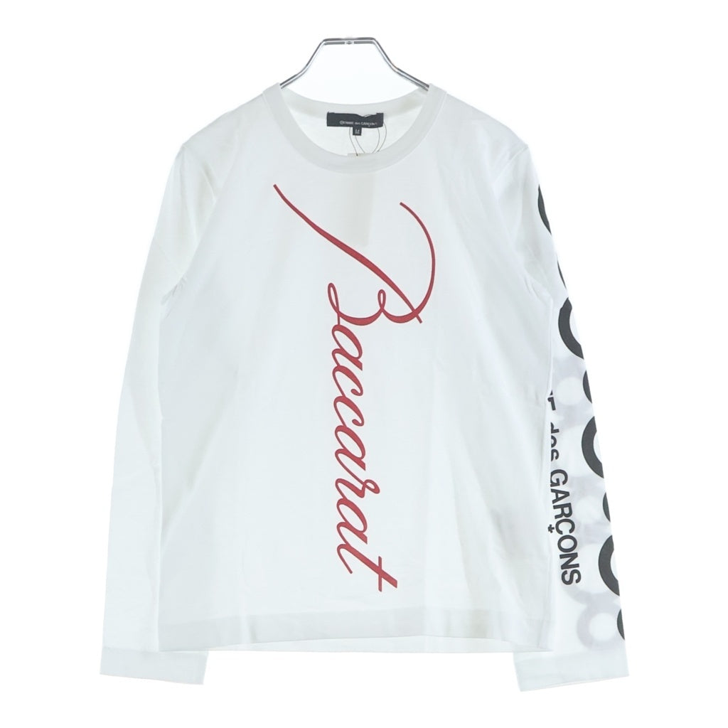 COMME des GARCONS(コムデギャルソン) ×Baccarat 19SS AD2019 バカラ アームロゴプリント クルーネック長袖Tシャツ カットソー ホワイト KC-T003