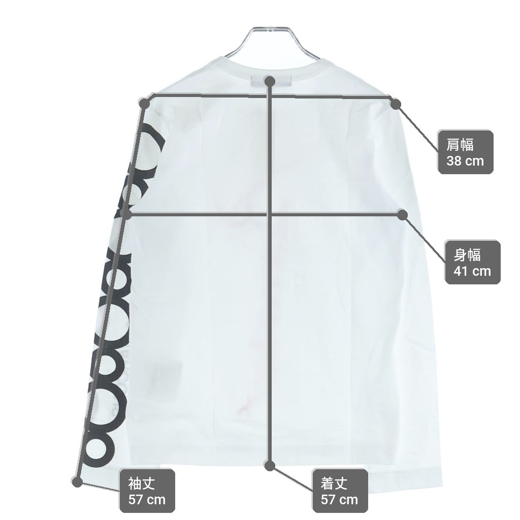COMME des GARCONS(コムデギャルソン) ×Baccarat 19SS AD2019 バカラ アームロゴプリント クルーネック長袖Tシャツ カットソー ホワイト KC-T003
