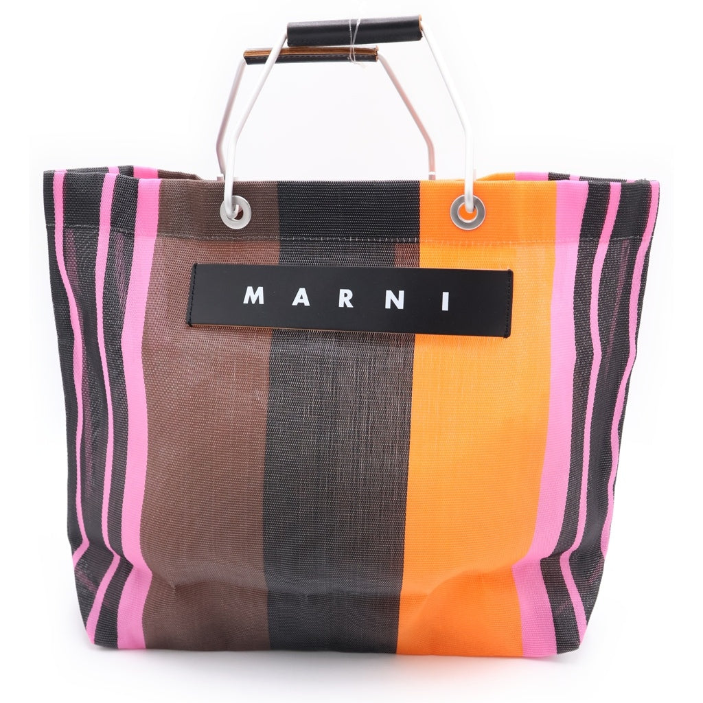 MARNI(マルニ) MARKET STRIPE BAG ロゴパッチ ストライプ マーケットトートバッグ マルチカラー