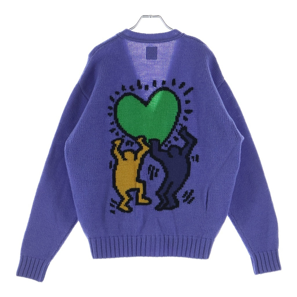 WACKO MARIA(ワコマリア) 24AW ×KEITH HARING JACQUARD KNIT CARDIGAN キース へリング ジャガード ニットカーディガン パープル KH-WM-KN04