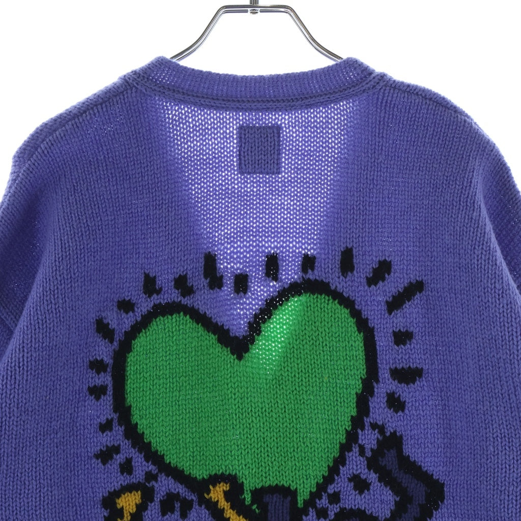 WACKO MARIA(ワコマリア) 24AW ×KEITH HARING JACQUARD KNIT CARDIGAN キース へリング ジャガード ニットカーディガン パープル KH-WM-KN04