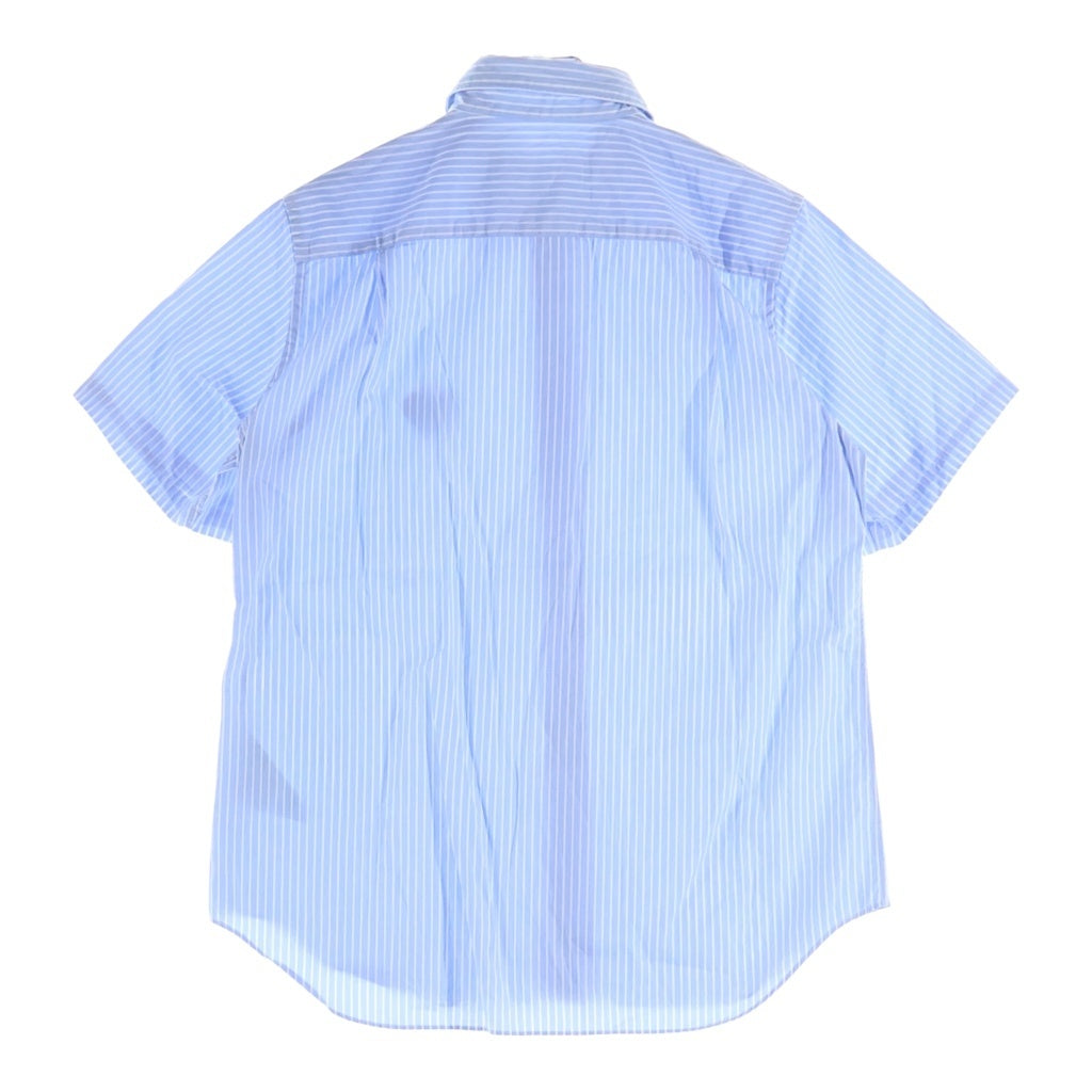 PLAY COMME des GARCONS(プレイコムデギャルソン) AD2019/12 ハートロゴ ストライプ 半袖シャツ レディース ブルー AZ-B021