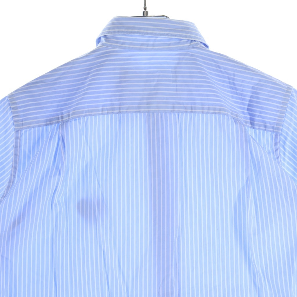 PLAY COMME des GARCONS(プレイコムデギャルソン) AD2019/12 ハートロゴ ストライプ 半袖シャツ レディース ブルー AZ-B021