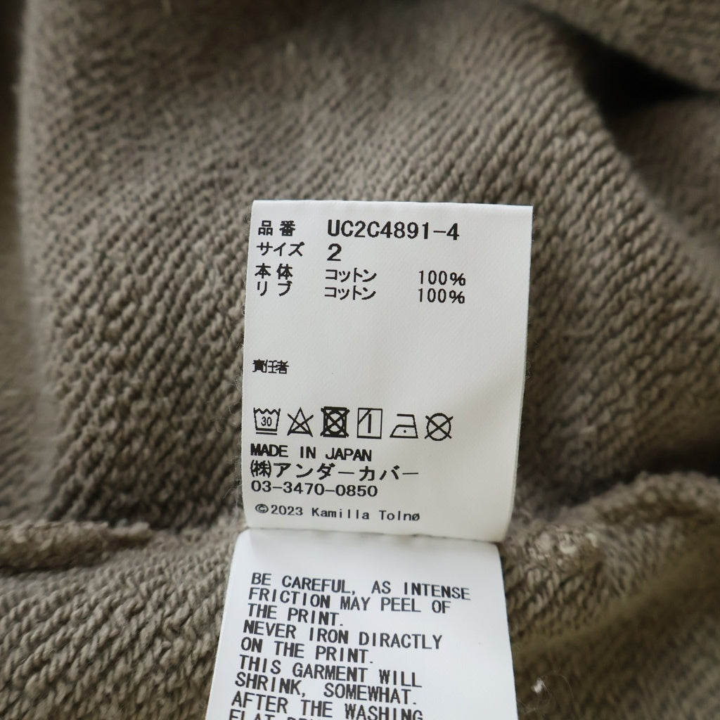 UNDERCOVER(アンダーカバー) 23AW フロントプリント クルーネックスウェットトレーナー ブラウン UC2C4891-4