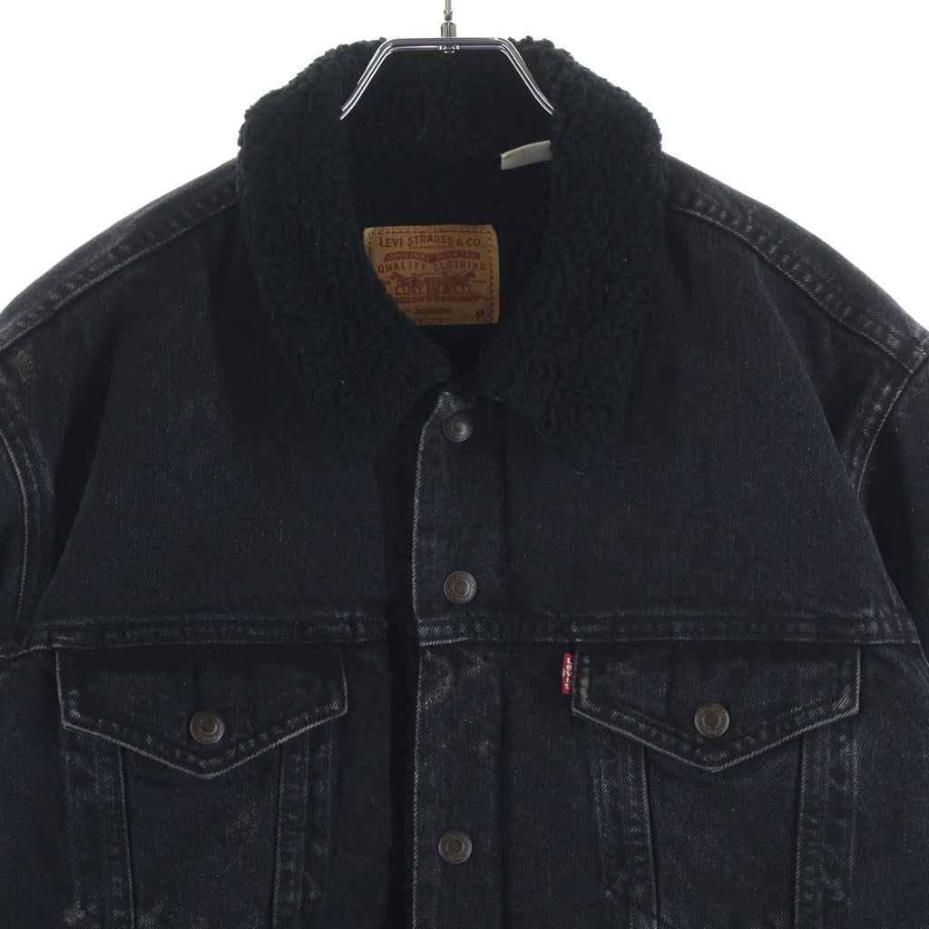SUPREME(シュプリーム) 16AW ×LEVI'S Bleached Sherpa Trucker Jacket リーバイス ブリーチド シェルパ ボアカラー デニムトラッカージャケット ブラック 29508-0001
