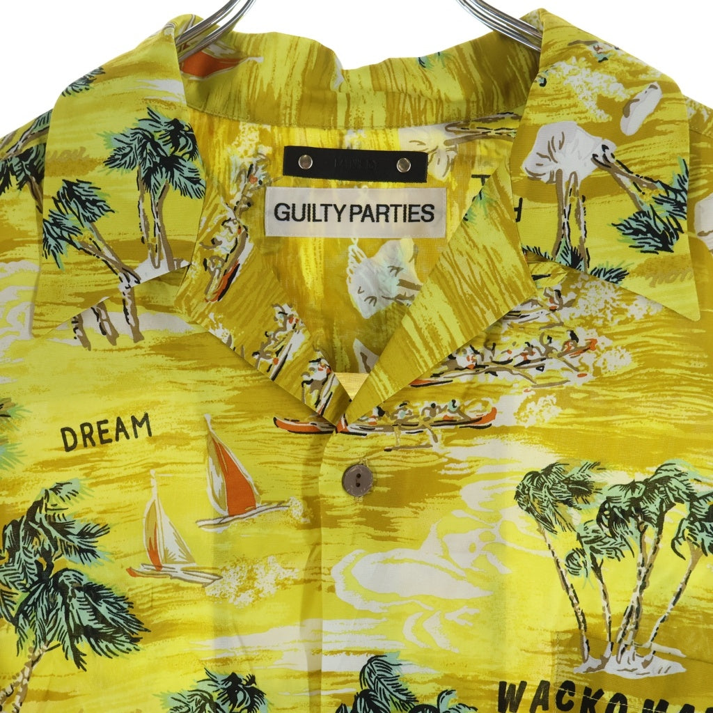 WACKO MARIA(ワコマリア) 24SS ×MINEDENIM HAWAIIAN SHIRT マインデニム ハワイアン総柄 半袖レーヨン アロハシャツ イエロー 24MND-WM001