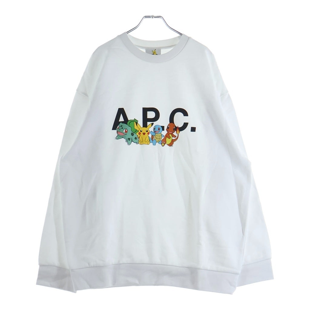 A.P.C(アーペーセー) ×POKEMON L/S CREWNECK SWEAT SHIRT ポケモン フロントロゴプリント クルーネックスウェットトレーナー ホワイト 24242-1-90062