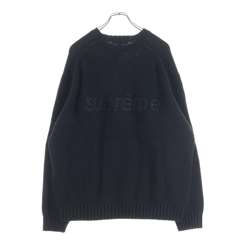 SUPREME(シュプリーム) 25SS Tonal Applique Sweater バックロゴ アクリルコットンクルーネックニットセーター ブラック
