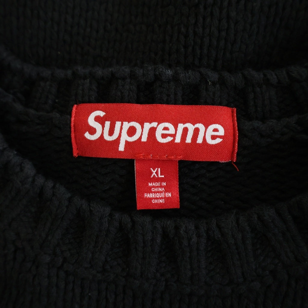 SUPREME(シュプリーム) 25SS Tonal Applique Sweater バックロゴ アクリルコットンクルーネックニットセーター ブラック