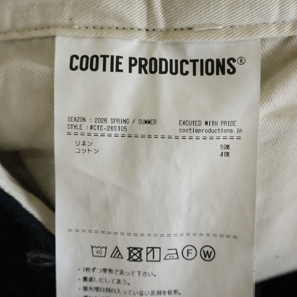 COOTIE PRODUCTIONS(クーティー プロダクションズ) 26SS C/LI CANVAS 2 TUCK SHORT TROUSERS キャンバス 2タック ショートパンツ ブラック CTE-26S105