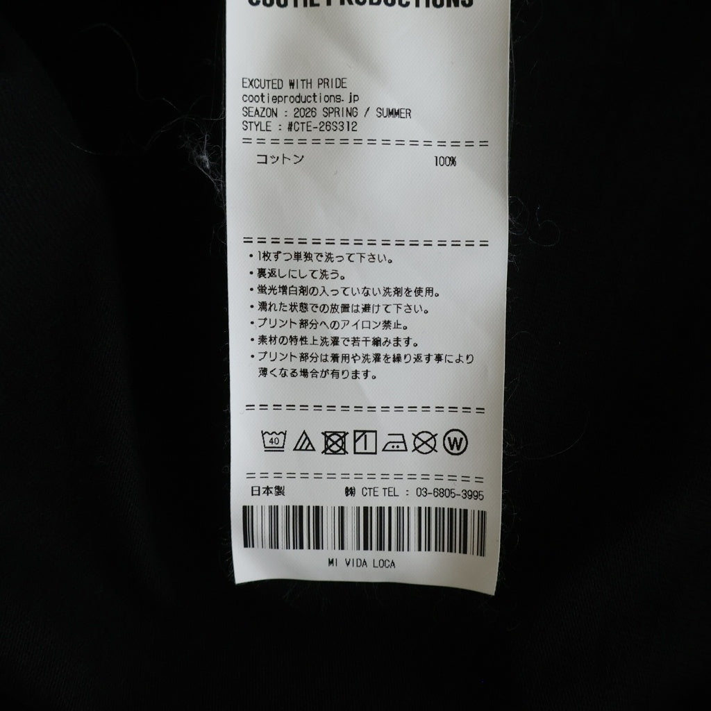 COOTIE PRODUCTIONS(クーティー プロダクションズ) 26SS SPANISH PIMA BOXY S/S TEE スパニッシュピマ ボクシー クルーネック 半袖Tシャツ カットソー ブラック CTE-26S312