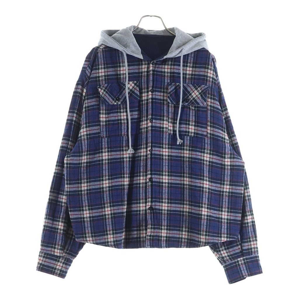 PROJECT G/R(プロジェクトジーアール) 23SS GRAILZ REVERSIBLE HOODED チェック柄 グレイルズ リバーシブル フーデッドシャツ ブルー/グレー