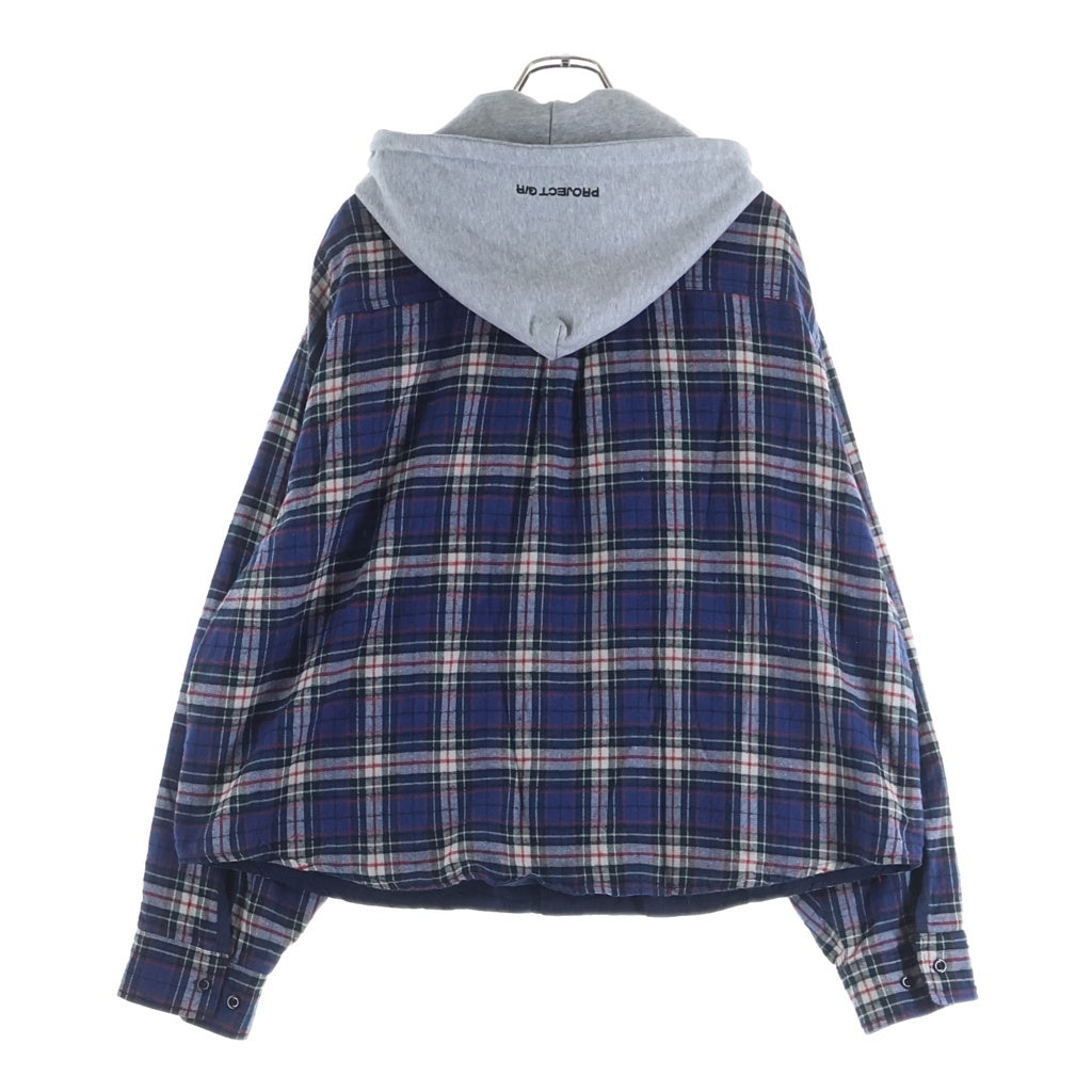 PROJECT G/R(プロジェクトジーアール) 23SS GRAILZ REVERSIBLE HOODED チェック柄 グレイルズ リバーシブル フーデッドシャツ ブルー/グレー