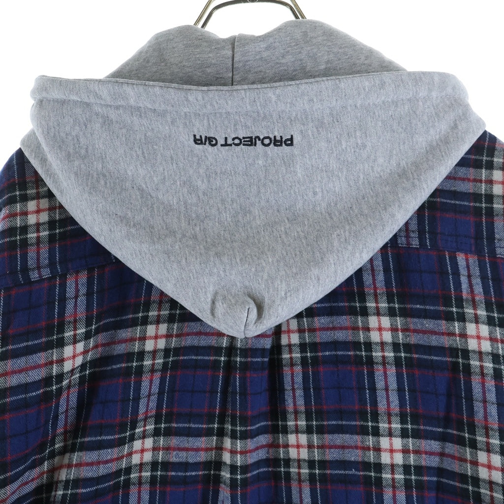 PROJECT G/R(プロジェクトジーアール) 23SS GRAILZ REVERSIBLE HOODED チェック柄 グレイルズ リバーシブル フーデッドシャツ ブルー/グレー