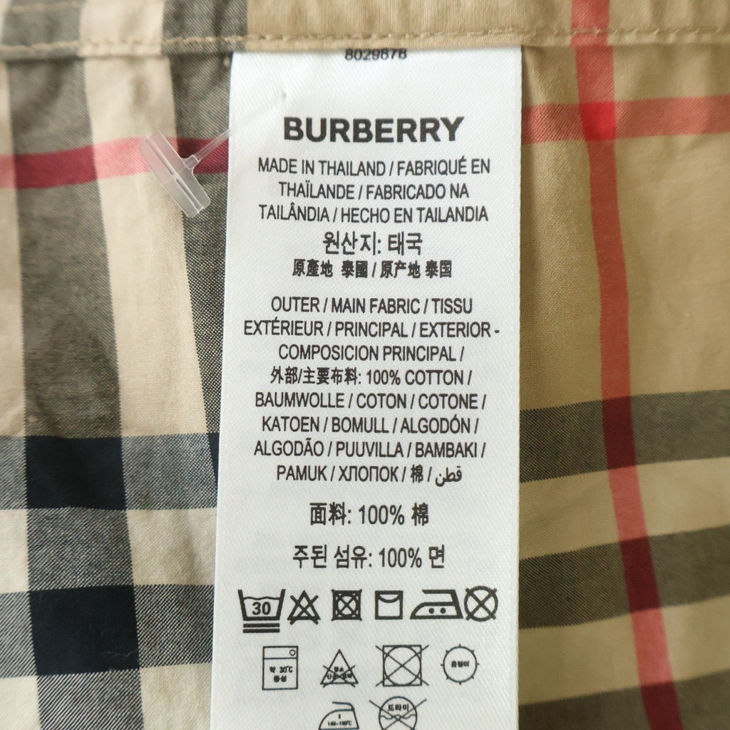 BURBERRY(バーバリー) 20AW スリーブロゴプリント ノバチェック コットン長袖シャツ ベージュ 8029878