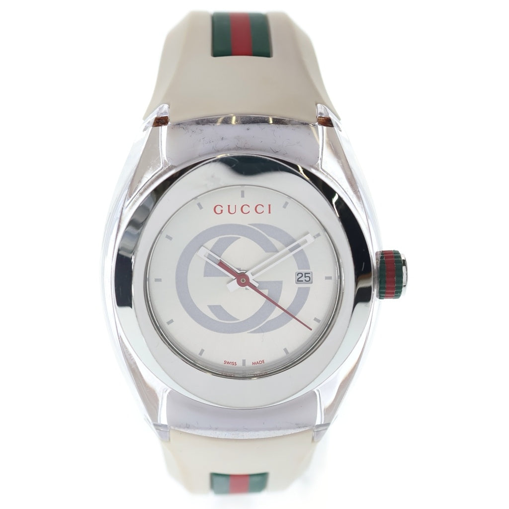 GUCCI(グッチ) SYNC シンク クォーツ アナログウォッチ ラバーベルト 腕時計 ホワイト YA137302