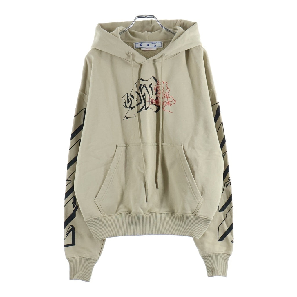 OFF-WHITE(オフホワイト) 22SS GRAFFITI OUTLINE SKATE HOODIE DARK SAND グラフィティ アウトライン スケート ダークサンド プルオーバースウェットパーカー フーディー ベージュ OMBB085S22FLE010