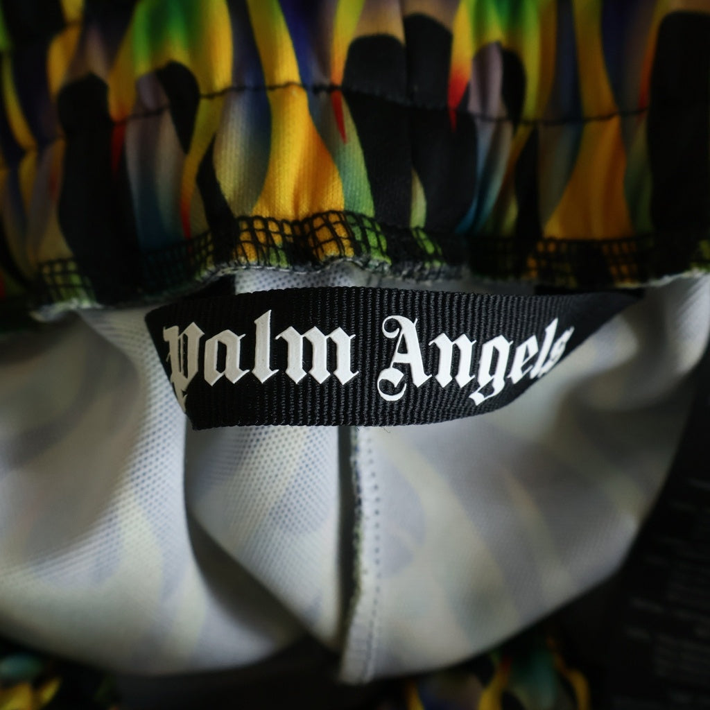 Palm Angels(パームエンジェルス) 20SS バーニングフレア柄 サイドライン イージートラックパンツ グリーン/イエロー PMCA007S20384046