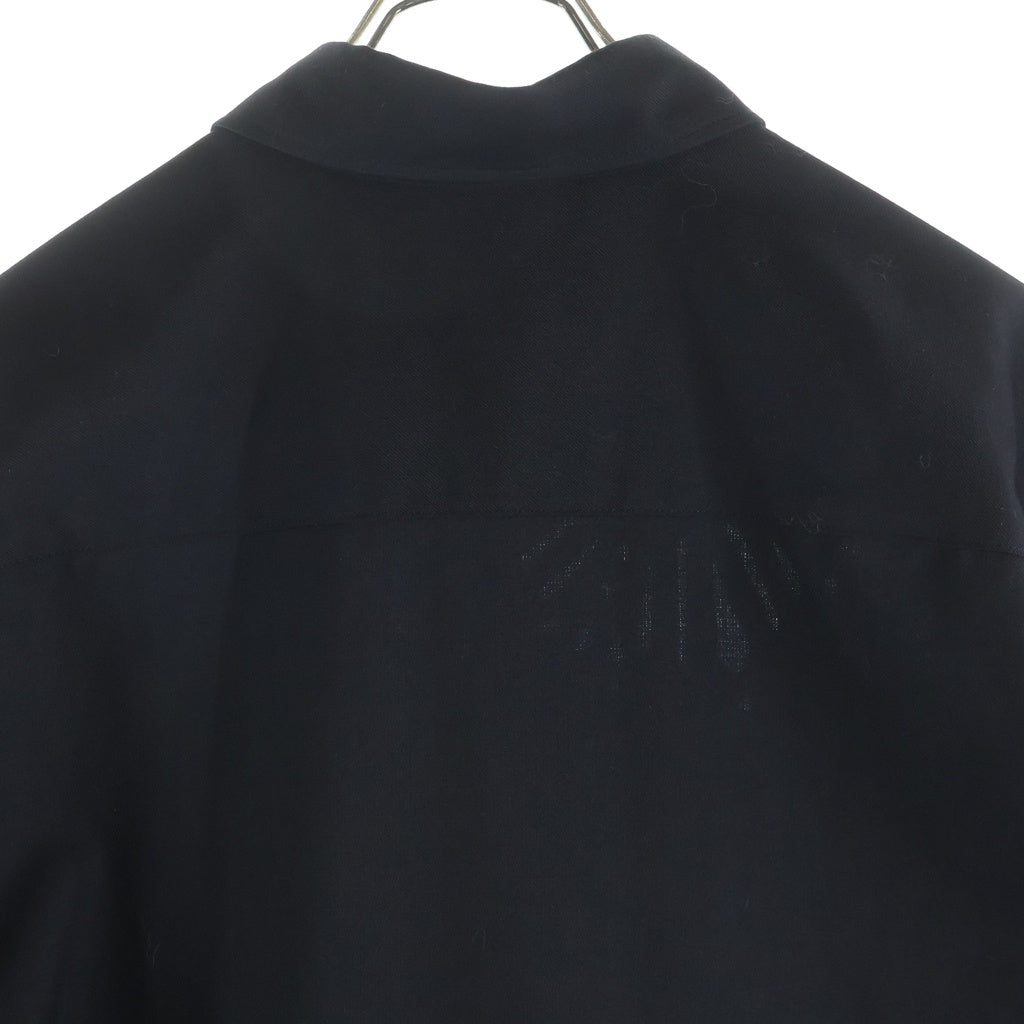 Ground Y(グラウンドワイ) 24SS WOOL POLYESTER GABARDINE LEFT FRONT DRAPED DRESS SHIRT ギャバジン レフトフロント ドレープドレス長袖シャツ レディース GS-D02-100 GS-D02-100