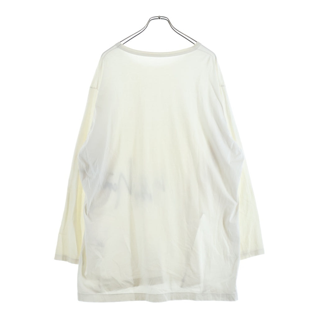 Ground Y(グラウンドワイ) 18AW ASYMMETRIC LINE CUTSEW アシンメトリカットソー ロゴプリント クルーネック長袖Tシャツ ホワイト GY-T24-040