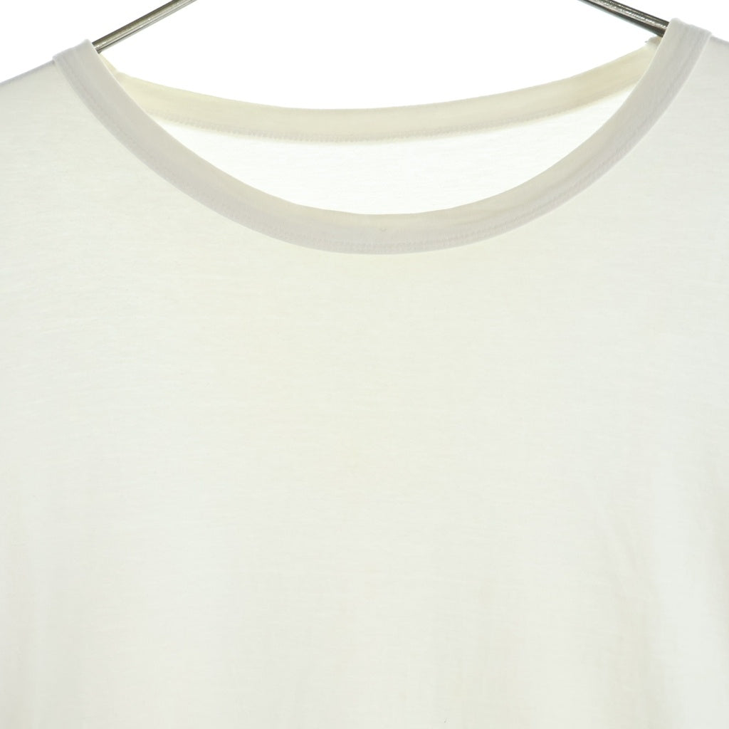 Ground Y(グラウンドワイ) 18AW ASYMMETRIC LINE CUTSEW アシンメトリカットソー ロゴプリント クルーネック長袖Tシャツ ホワイト GY-T24-040