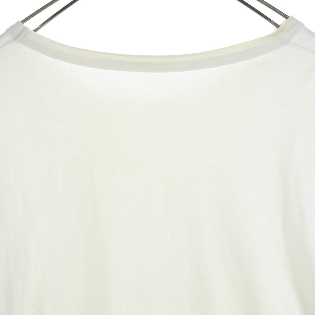 Ground Y(グラウンドワイ) 18AW ASYMMETRIC LINE CUTSEW アシンメトリカットソー ロゴプリント クルーネック長袖Tシャツ ホワイト GY-T24-040