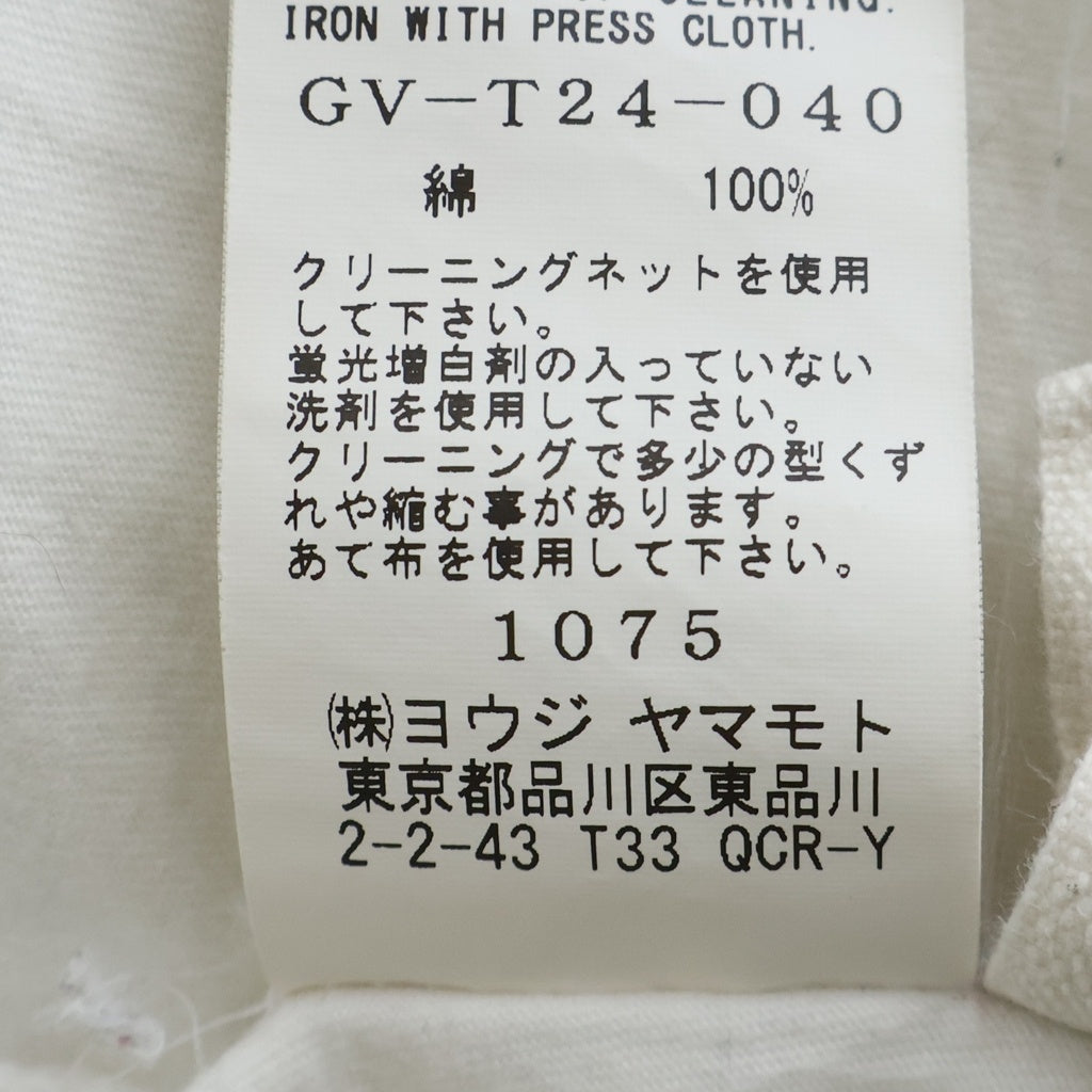 Ground Y(グラウンドワイ) 18AW ASYMMETRIC LINE CUTSEW アシンメトリカットソー ロゴプリント クルーネック長袖Tシャツ ホワイト GY-T24-040