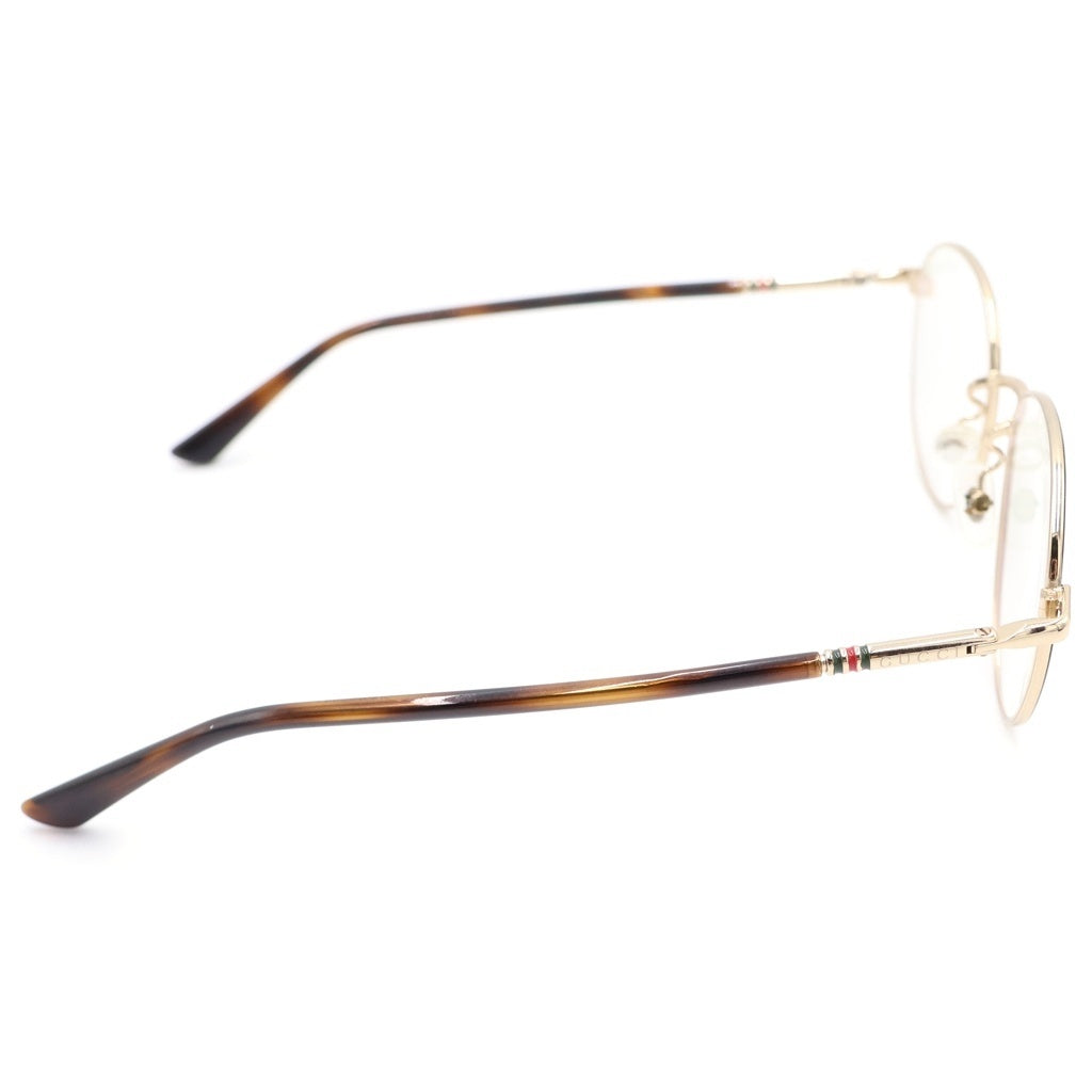 GUCCI(グッチ) ウェブストライプ ラウンドシェイプ メタルフレーム アイウェア 眼鏡 ブラウン/ゴールド GG0392O