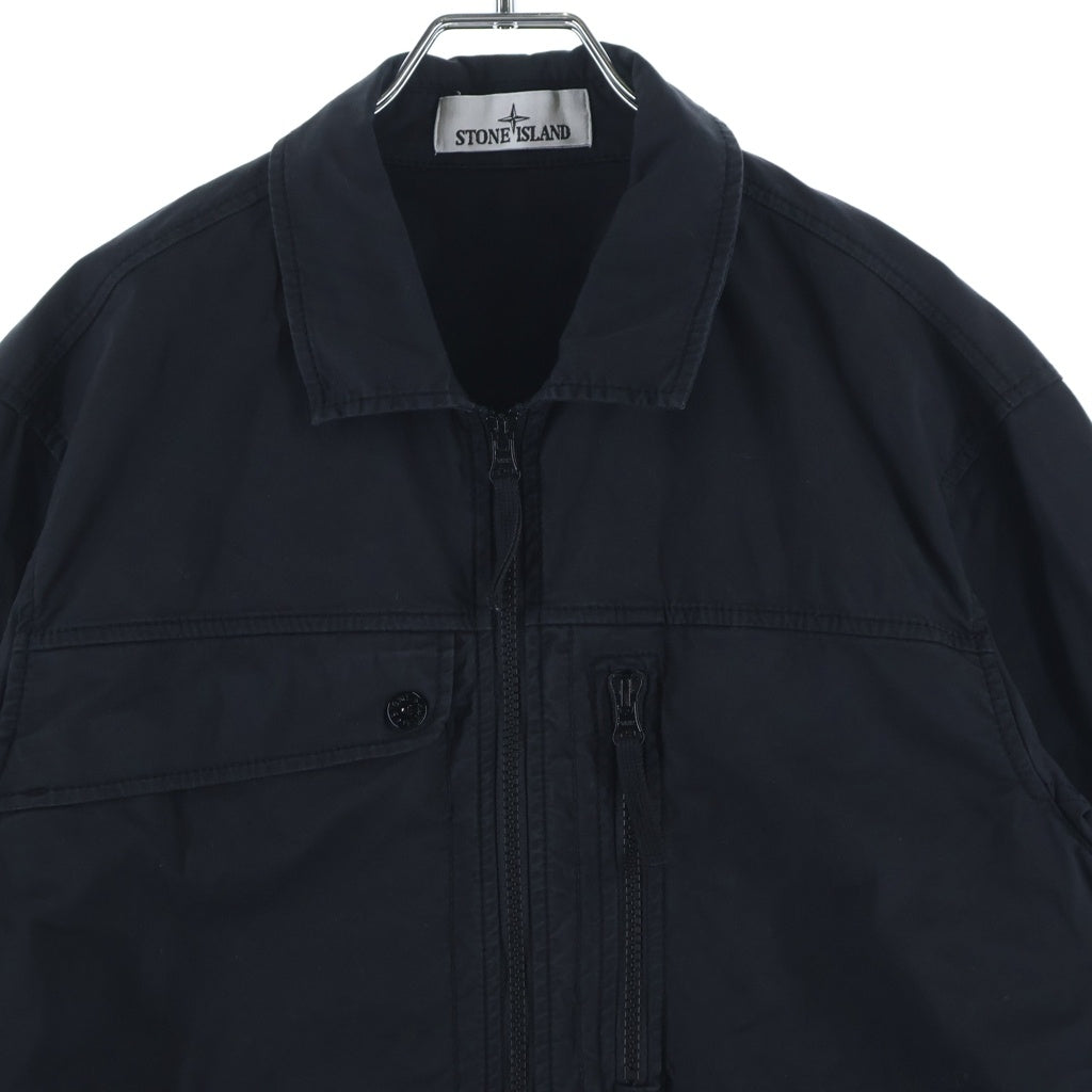 STONE ISLAND(ストーンアイランド) OVERSHIRT オーバーシルエット ロゴパッチ ジップアップジャケット ブラック 801510210