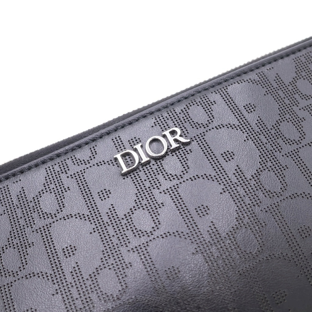 Christian Dior(クリスチャンディオール) オブリーク総柄 レザークラッチバッグ ブラック 02-BO-0271