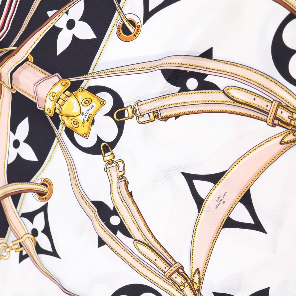 LOUIS VUITTON(ルイヴィトン) 21AW カレ90 アルティメット モノグラム ストラップ チェーンモチーフ シルク スカーフ マルチ M76649 GM1221 レディース