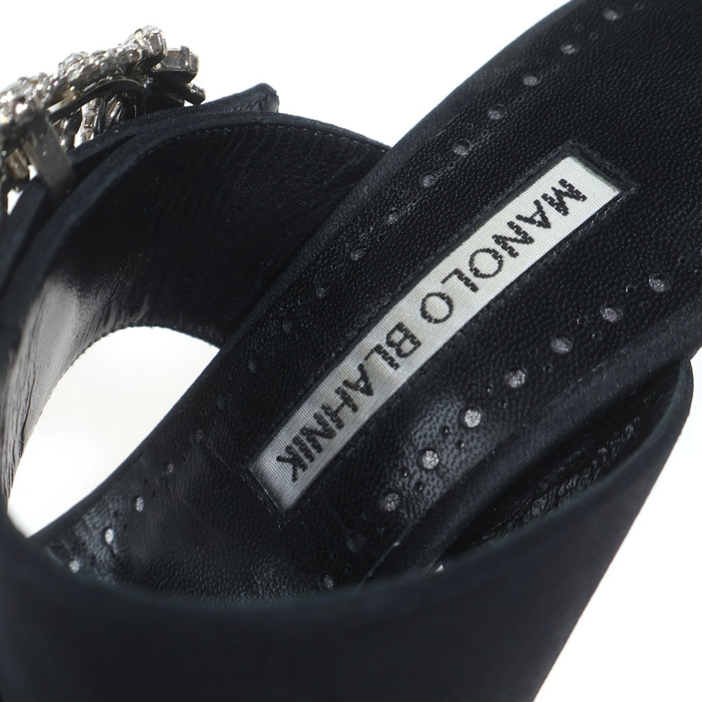 MANOLO BLAHNIK(マノロブラニク) GABLE JEWEL ゲイブル ジュエルバックル ピンヒール サンダル ブラック レディース