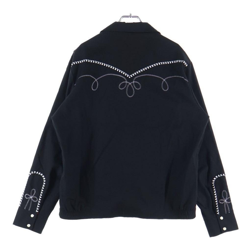 THREE FACE(スリー フェイス) JOHNNY K WESTERN JACKET ウエスタンジャケット コットン フラワーエンブロイダリー オープンカラーシャツ ブラック