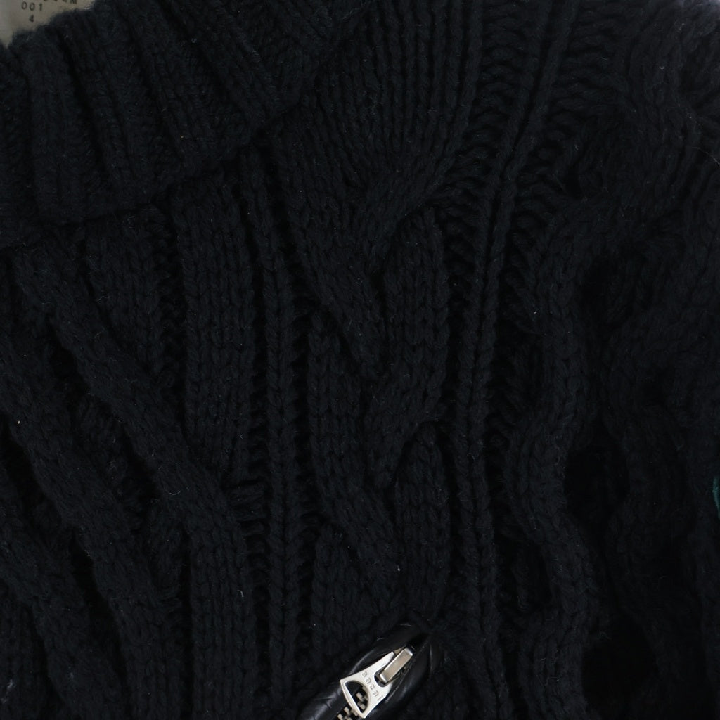 UNDERCOVER(アンダーカバー) 20AW ×sacai 30th Anniversary Knit Panelled Riders Jacket サカイ 30周年記念 レザースリーブ ニット切替え ライダースジャケット ブラック 20-02544M UCZ9207