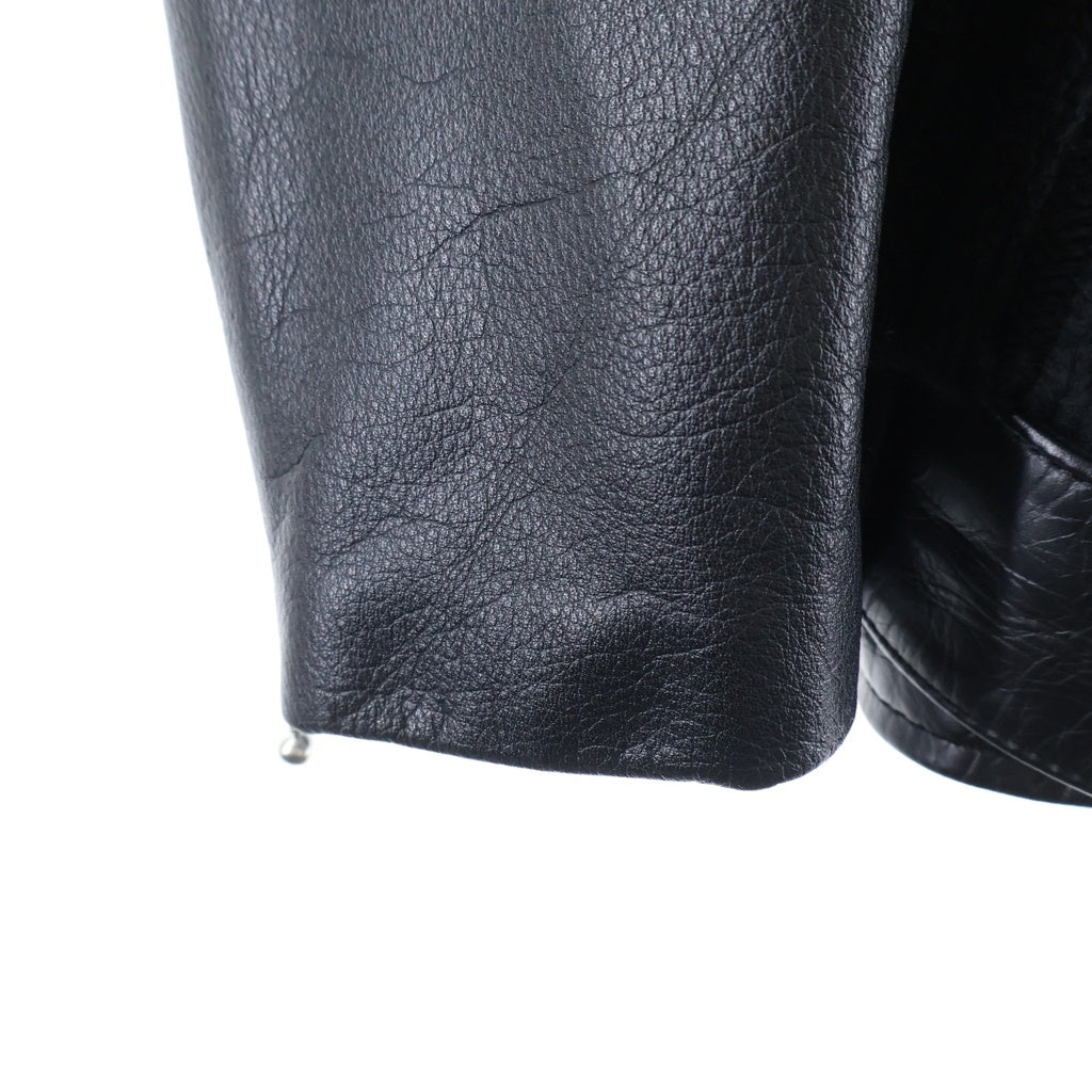 UNDERCOVER(アンダーカバー) 20AW ×sacai 30th Anniversary Knit Panelled Riders Jacket サカイ 30周年記念 レザースリーブ ニット切替え ライダースジャケット ブラック 20-02544M UCZ9207