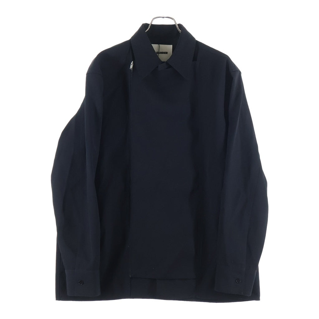 JIL SANDER NAVY(ジルサンダーネイビー) 22AW オフセンター ジップアップ ウール 長袖シャツ ジャケット ブラック J21DL0011 J40002