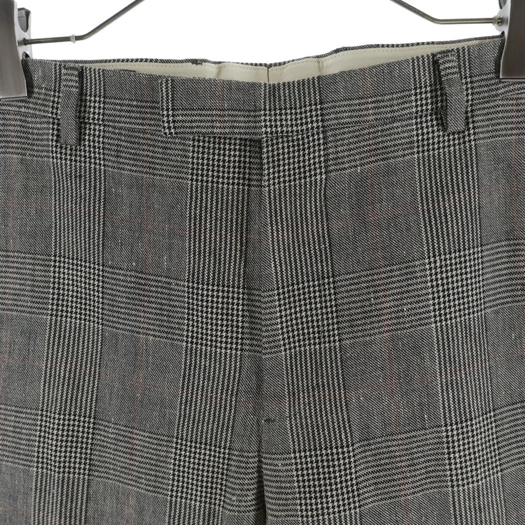 GUCCI(グッチ) ウールリネン ハウンドトゥース チェック柄 フレアパンツ グレー 694444 ZAILY