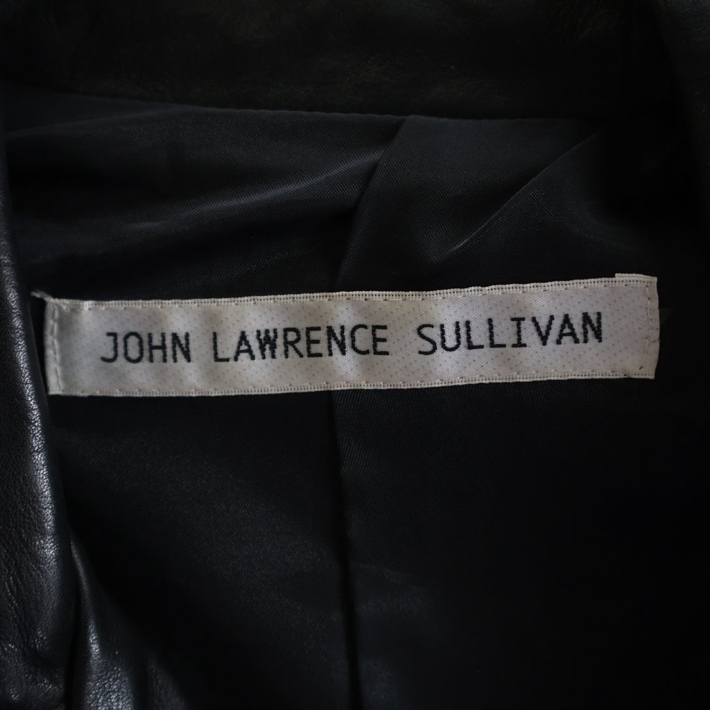 JOHN LAWRENCE SULLIVAN(ジョンローレンスサリバン) カウレザー リブニット ダブルライダース ジャケット ベスト ブラック