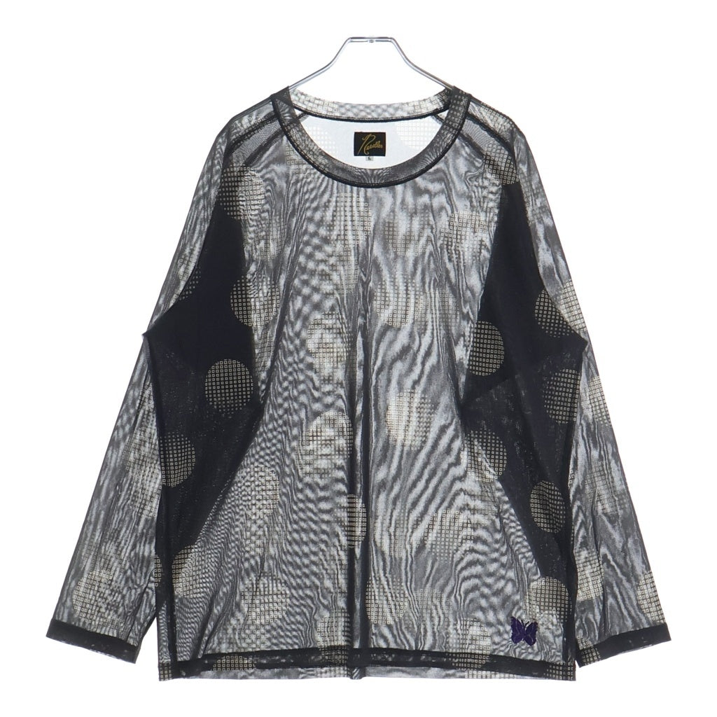 Needles(ニードルス) L/S U NECK TEE POLY MESH ドット柄 ポリメッシュ クルーネック長袖Tシャツ ロングスリーブカットソー グレー LQ259
