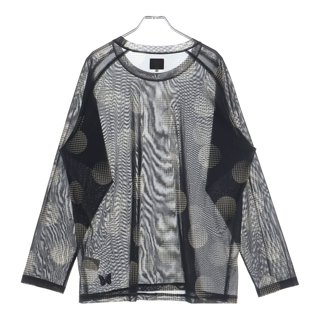 Needles(ニードルス) L/S U NECK TEE POLY MESH ドット柄 ポリメッシュ クルーネック長袖Tシャツ ロングスリーブカットソー グレー LQ259