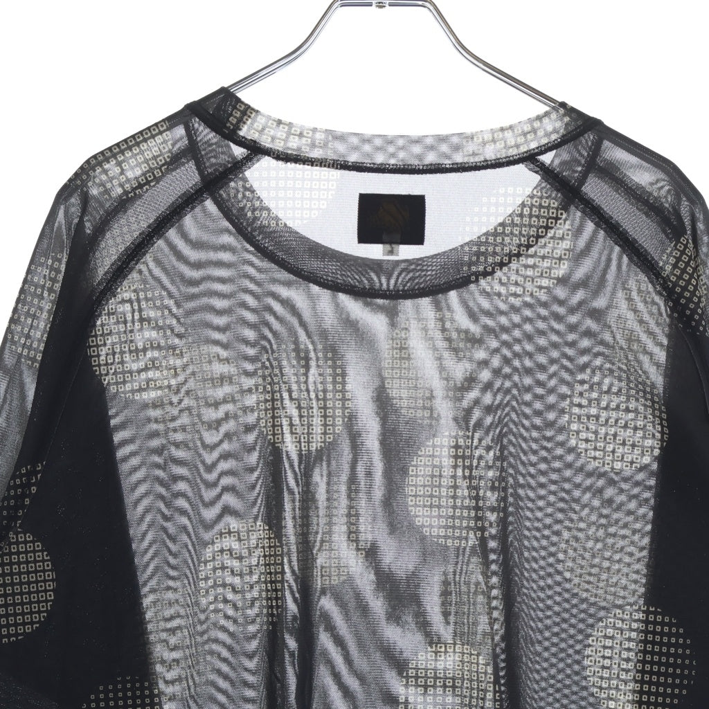 Needles(ニードルス) L/S U NECK TEE POLY MESH ドット柄 ポリメッシュ クルーネック長袖Tシャツ ロングスリーブカットソー グレー LQ259