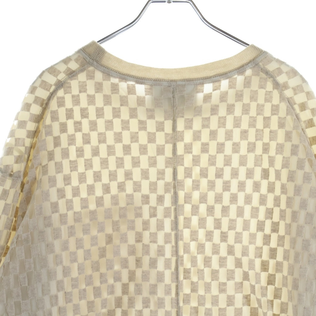 Song for the Mute(ソングフォーザミュート) 17SS シアー チェッカー ジャガード クルーネック長袖Tシャツ ロングスリーブカットソー アイボリー 23-14-0424-042