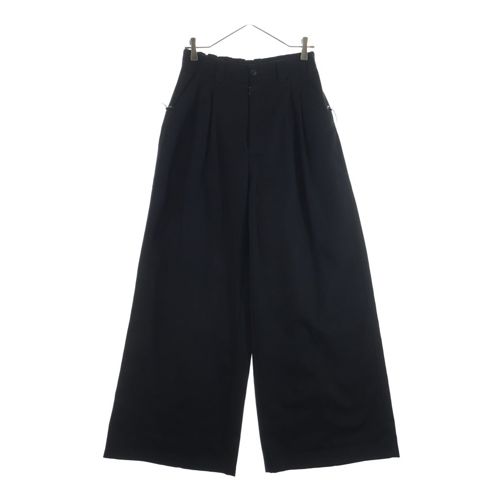 Maison Margiela(メゾンマルジェラ) 24SS WMNS YOKE TROUSERS ウィメンズ ヨーク ダブルタック ジップフライワイドトラウザーズ パンツ ブラック S51KA0591 S54042 レディース