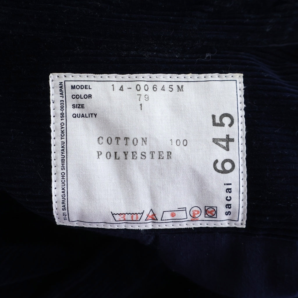 Sacai(サカイ) 14AW コーデュロイ ワンポケット ボタンダウン長袖シャツ ネイビー 14‐00645M