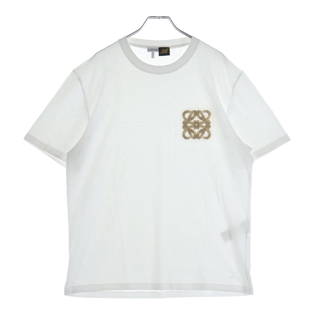 LOEWE(ロエベ) 24SS PAULA'S IBIZA パウラズ イビザ パイル アナグラムロゴ刺繍 クルーネック 半袖Tシャツ カットソー ホワイト H616Y22X67