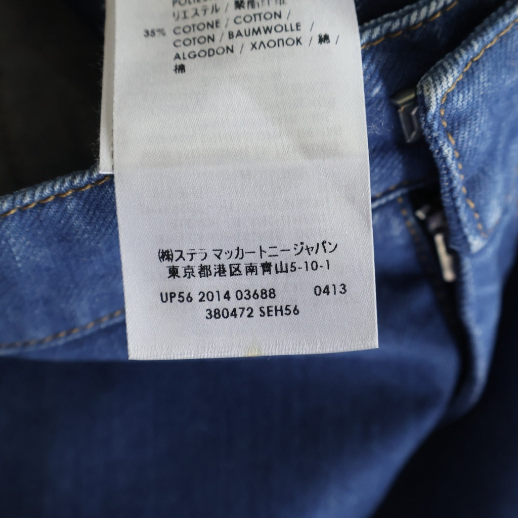 STELLA McCARTNEY(ステラマッカートニー) ファラベラ バックステッチデザイン ジップフライ ハーフバギーデニムパンツ ショーツ レディース インディゴ 380472 SEH56
